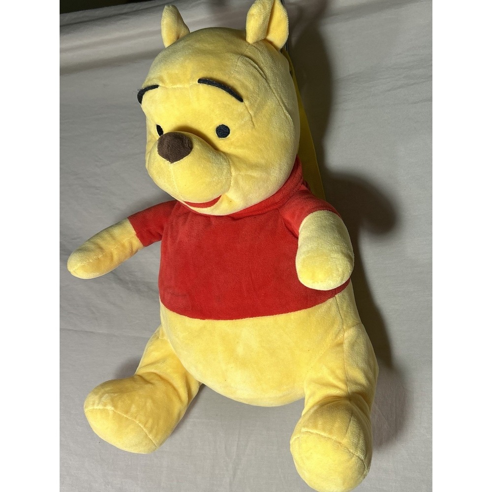 Disney Winnie The Pooh Plush Backpack Red Shirt Yellow Straps 16" Stuffed Bag